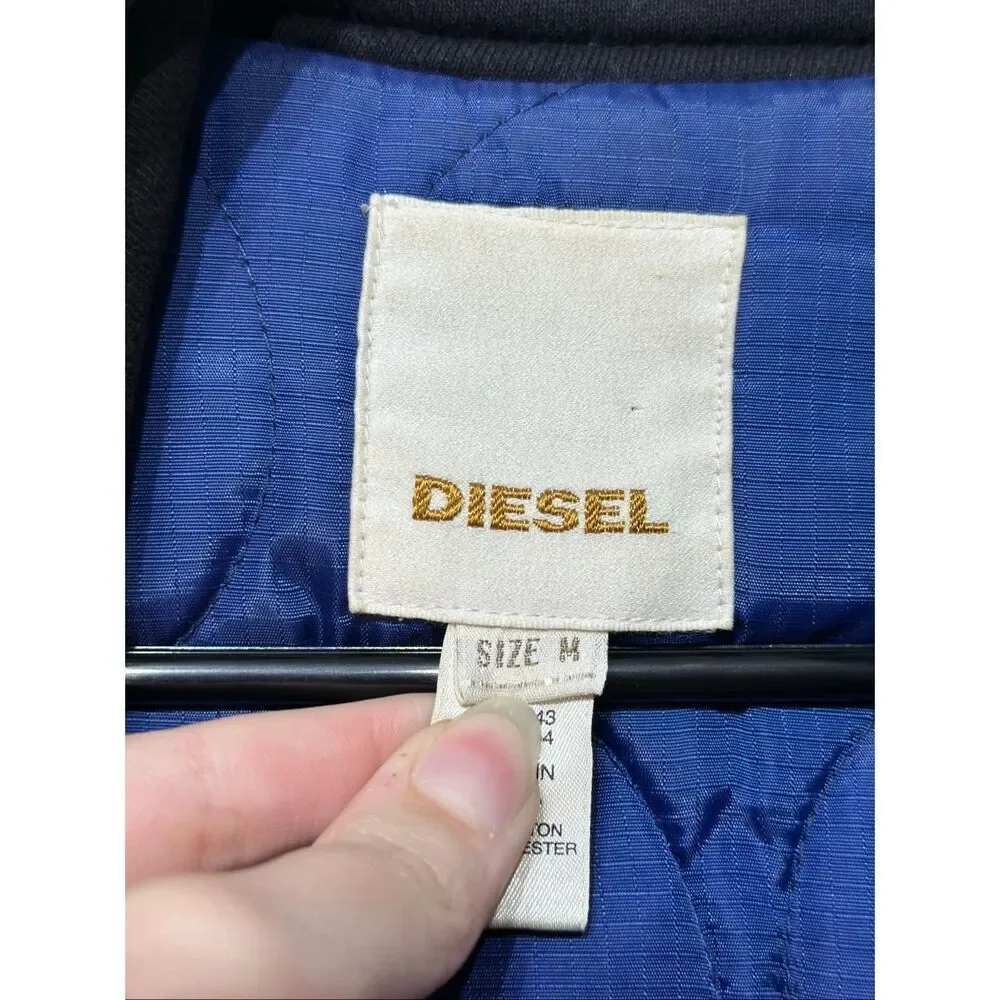 DIESEL Four Pocket Quilted Insulated Vintage Inspired Black Jacket Men's Medium